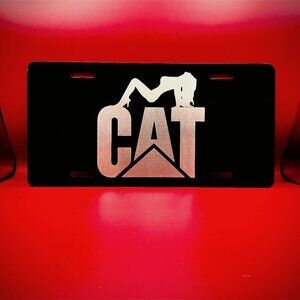 Black CAT Laser engraved license plate with CAT girl